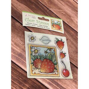 RARE Marij Rahder Clear Stamps Strawberries Garden Botanical Leaf Flower StampS